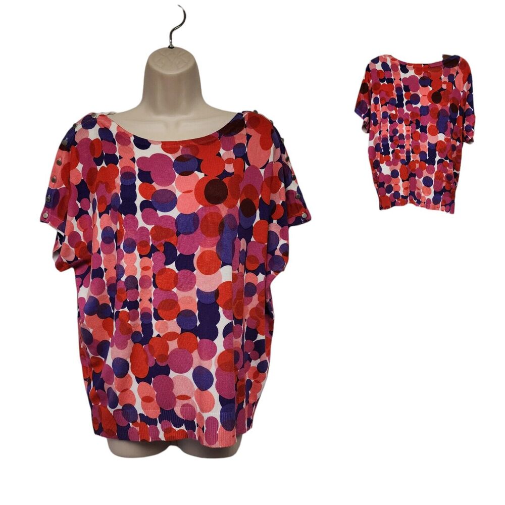 Joseph A Boat Neck Colorblock Sweater Multicolor Dots XL
